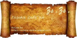 Zsinka Zsóka névjegykártya
